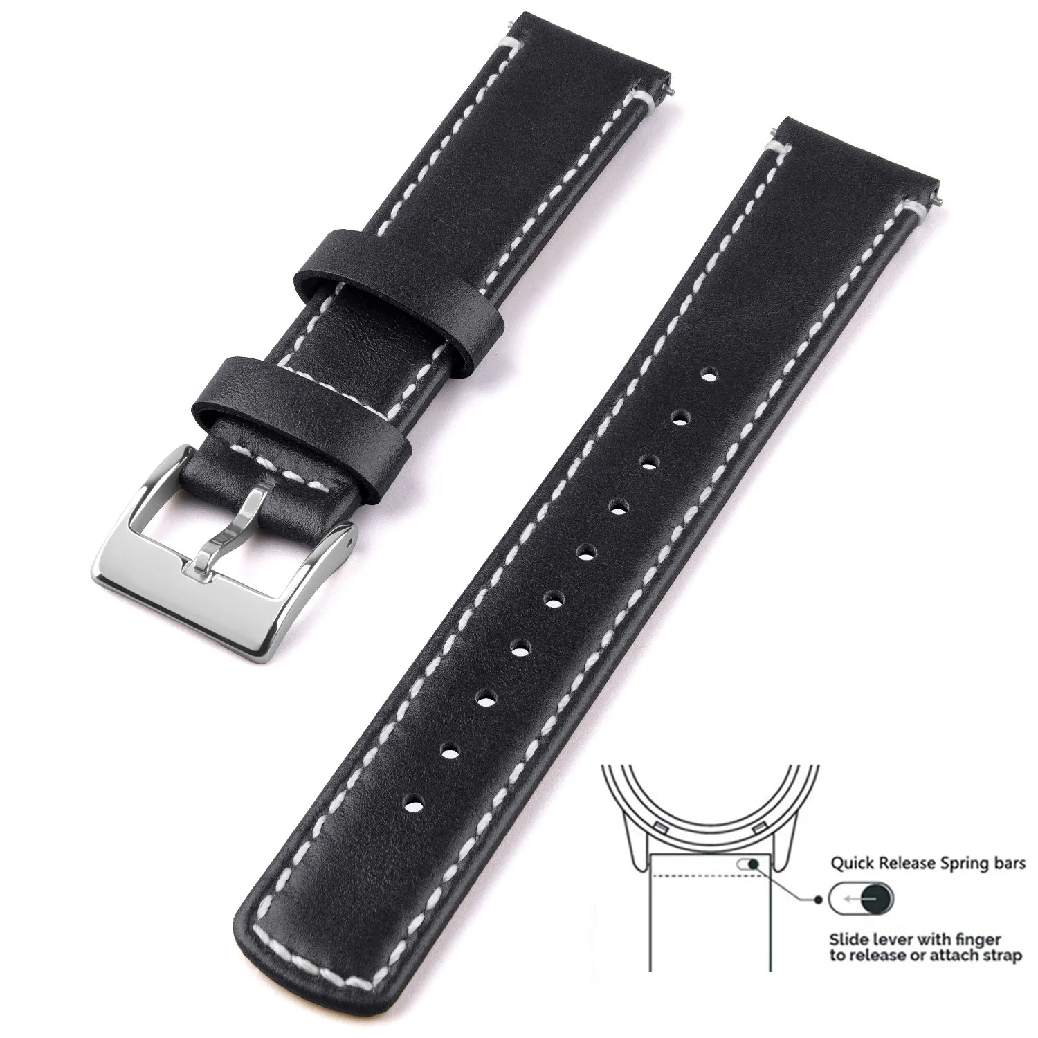 Top Grain Genuine Leather Watch Band, Quick Release 20mm/22mm Watch Strap,  Fits Samsung Galaxy Watch, Men and Women Watch band