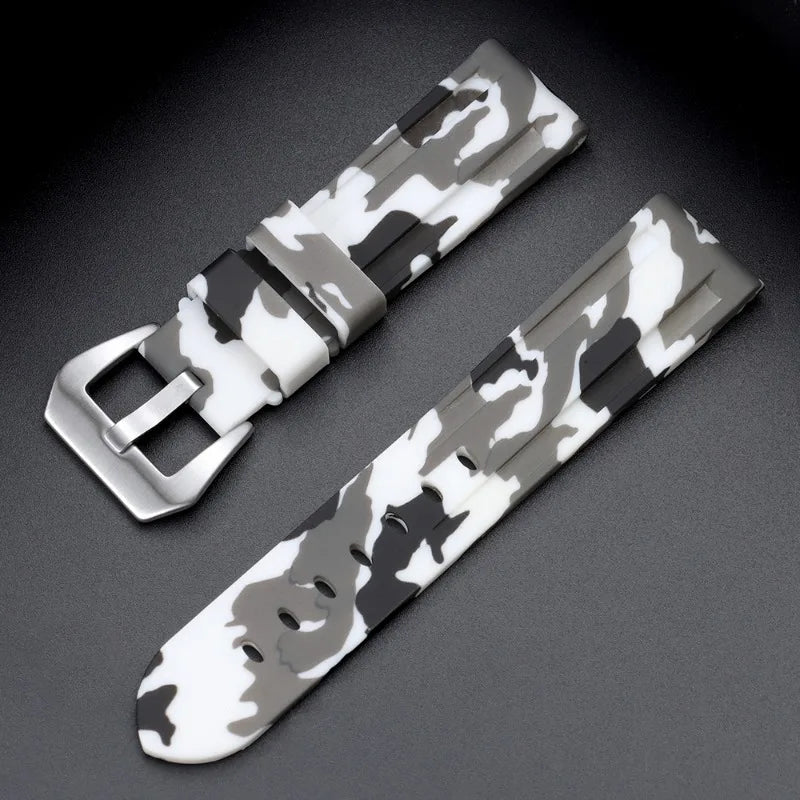 Camouflage Soft Silicone Strap 20/22mm 24mm 26mm Rubber Watch Band for Panerai for Casio for Omega Waterproof Men Sport Bracelet