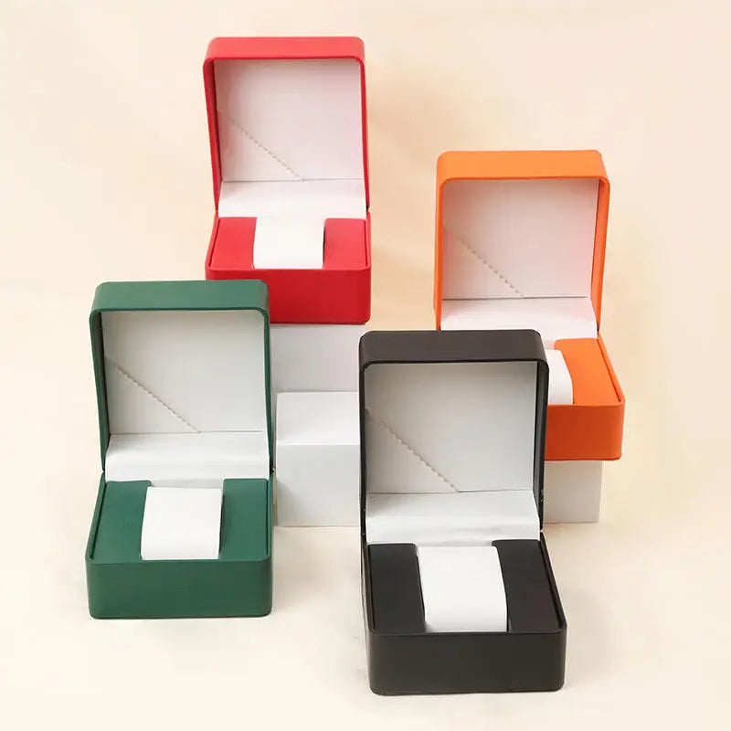Black Single Watch Gift Box with Pillow PU Leather Wristwatch Display Case Organizer for Men Clamshell PU leather watch case