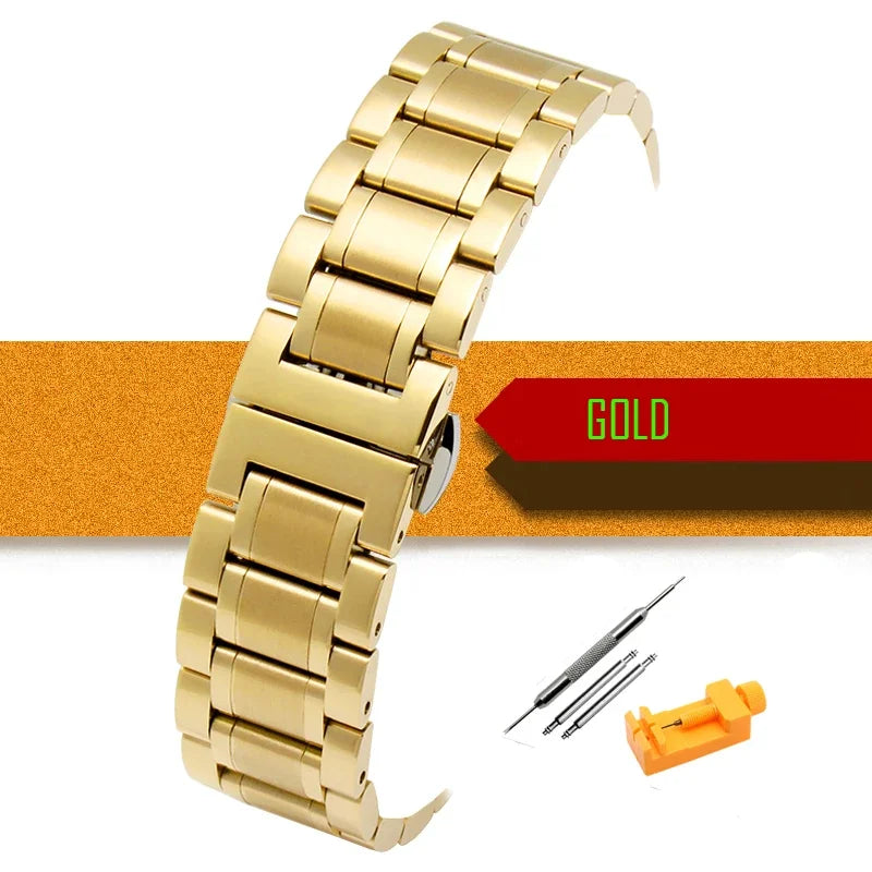 12-30 mm Big Size Stainless Steel Watch Band 14/15/16/17/18/19/20/21/22/23/24/26/28 mm Width Watches Strap Bracelet Replacement