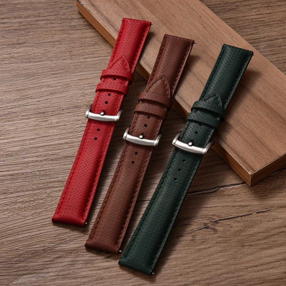 Unisex 18/19/20/22mm Quick Release Watch Bands Tropical Pattern FKM Rubber and Leather Waterproof  Sailcloth Signature Strap