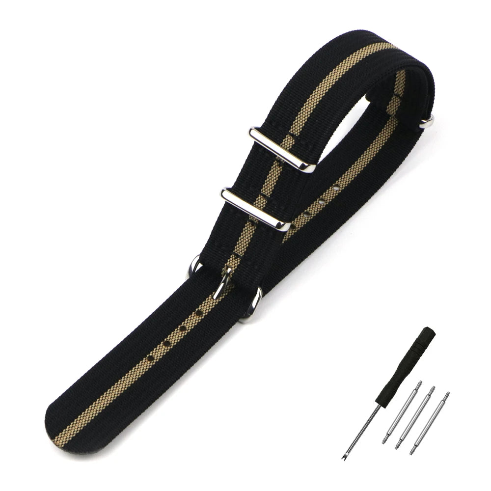 Nylon Watch Band Ribbed Strap 16mm 18mm 19mm 20mm 22mm 24mm Military Ballistic Fabric Replacement Premium Watchband Accessories