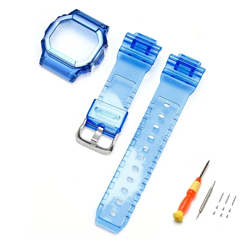 Transparent Rubber Strap Bezel for Casio G-SHOCK G-5600 DW5600 GW-M5610 TPU Sport Waterproof Replace Watch Band Protective Case