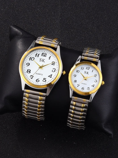 2 Elegant retro elastic quartz watches Classic Business fashion analog watches a gift for loved ones