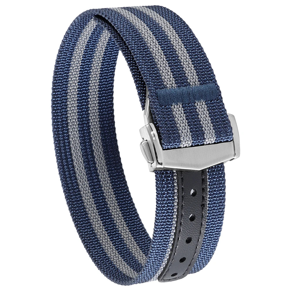 Premium Ribbed Nylon Watch Bands Deployant Clasp 20mm 22mm Watch Strap for Omega for Swatch MoonSwatch Watch Men Sport Wristband