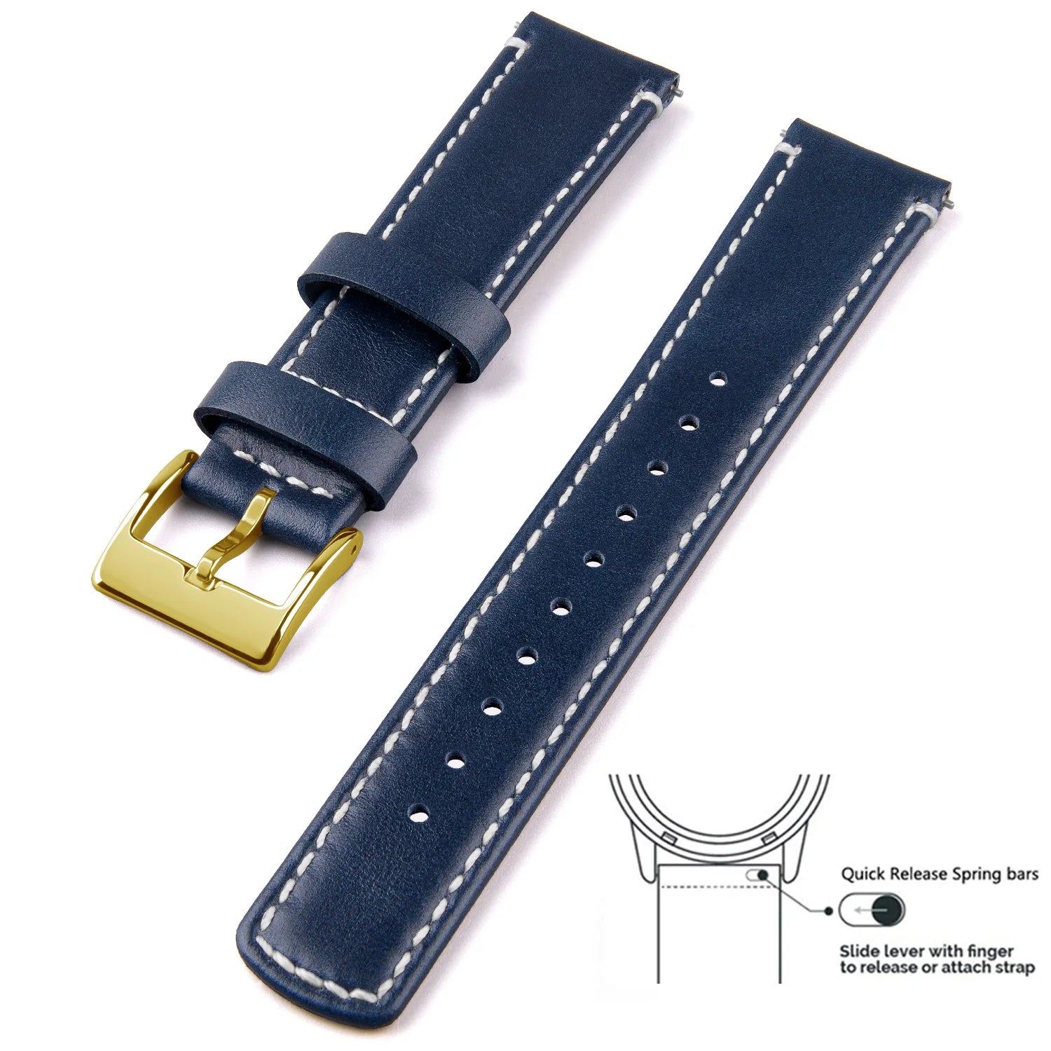 Top Grain Genuine Leather Watch Band, Quick Release 20mm/22mm Watch Strap,  Fits Samsung Galaxy Watch, Men and Women Watch band