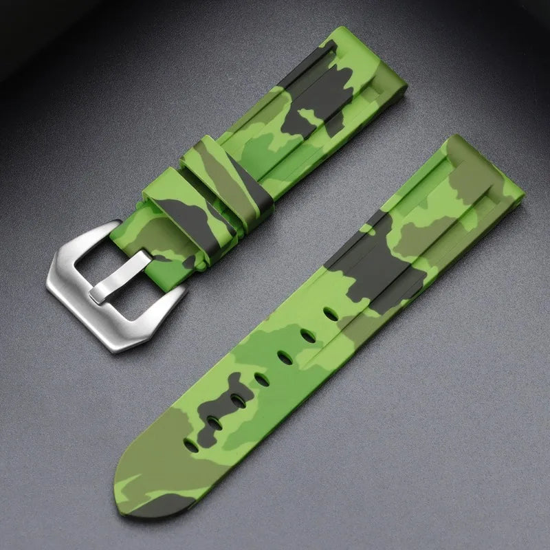 Camouflage Soft Silicone Strap 20/22mm 24mm 26mm Rubber Watch Band for Panerai for Casio for Omega Waterproof Men Sport Bracelet