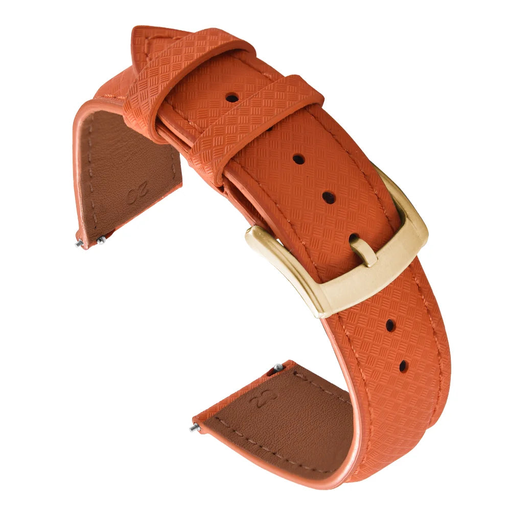 Unisex 18/19/20/22mm Quick Release Watch Bands Tropical Pattern FKM Rubber and Leather Waterproof  Sailcloth Signature Strap