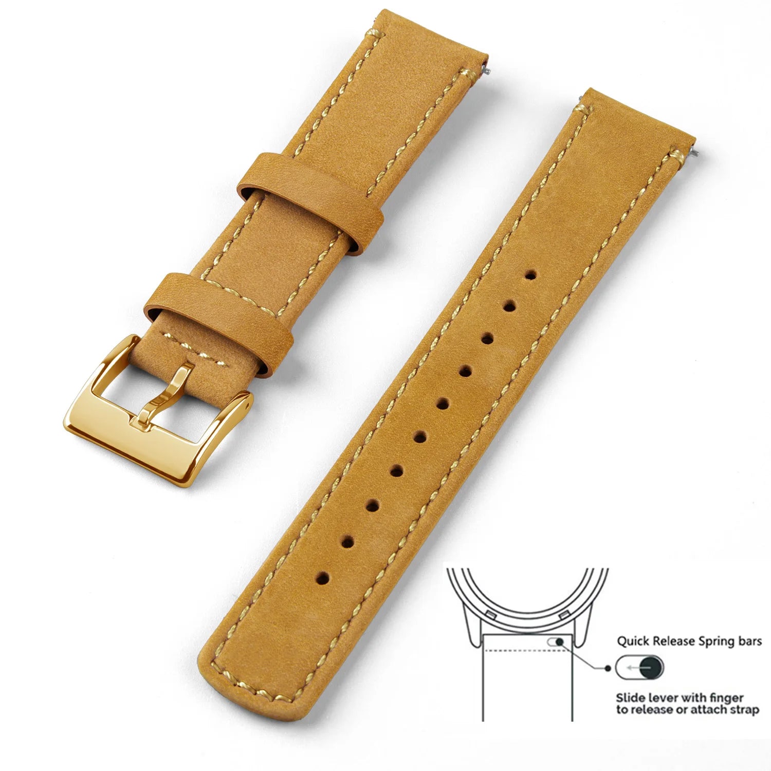 Top Grain Genuine Leather Watch Band, Quick Release 20mm/22mm Watch Strap,  Fits Samsung Galaxy Watch, Men and Women Watch band