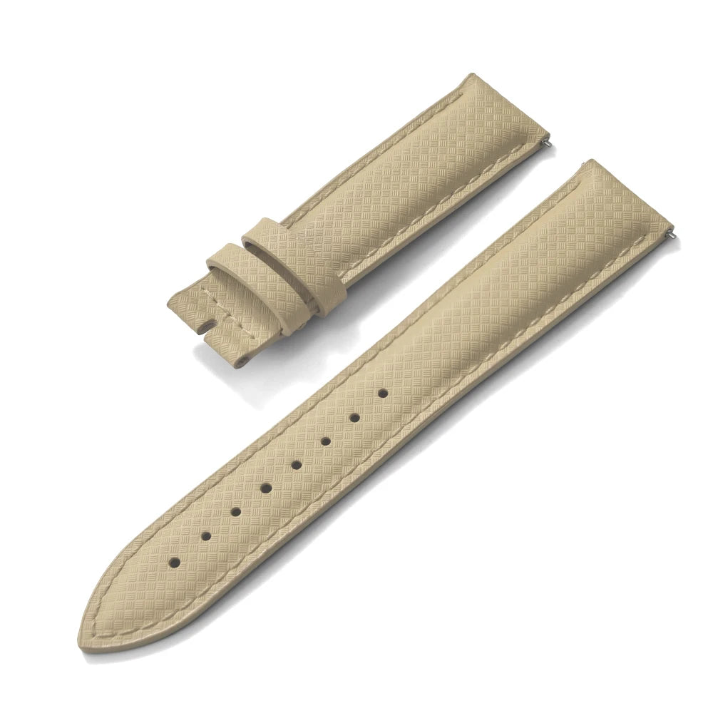 Unisex 18/19/20/22mm Quick Release Watch Bands Tropical Pattern FKM Rubber and Leather Waterproof  Sailcloth Signature Strap