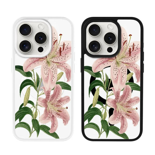 Pink Lily Flower Phone Case， Botanical Garden Style for iPhone 16 15 14 13 12 11 Plus Mini Pro Max