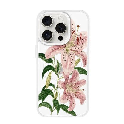 Pink Lily Flower Phone Case， Botanical Garden Style for iPhone 16 15 14 13 12 11 Plus Mini Pro Max