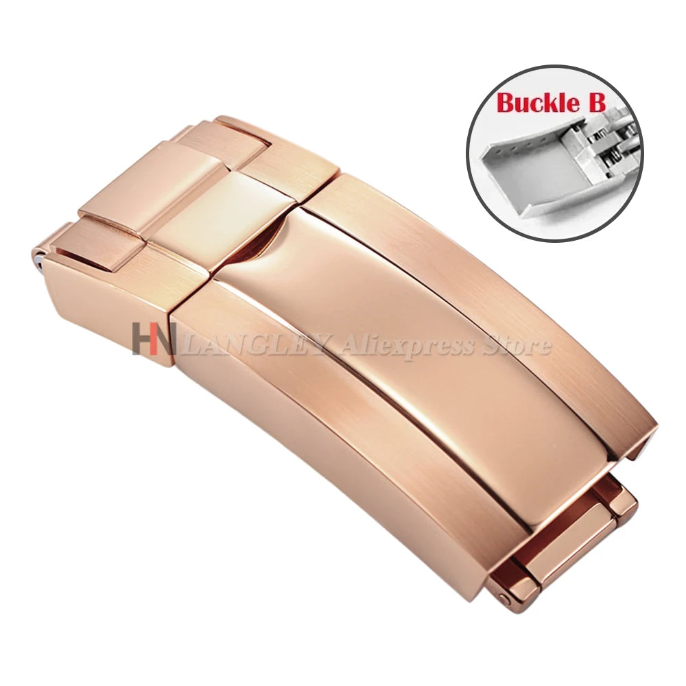 9mmx16mm Stainless Steel Double Safety Fold Watch Buckle for Rolex Submariner Oysterflex Daytona GMT Watch Band Clasps 9mmx9mm