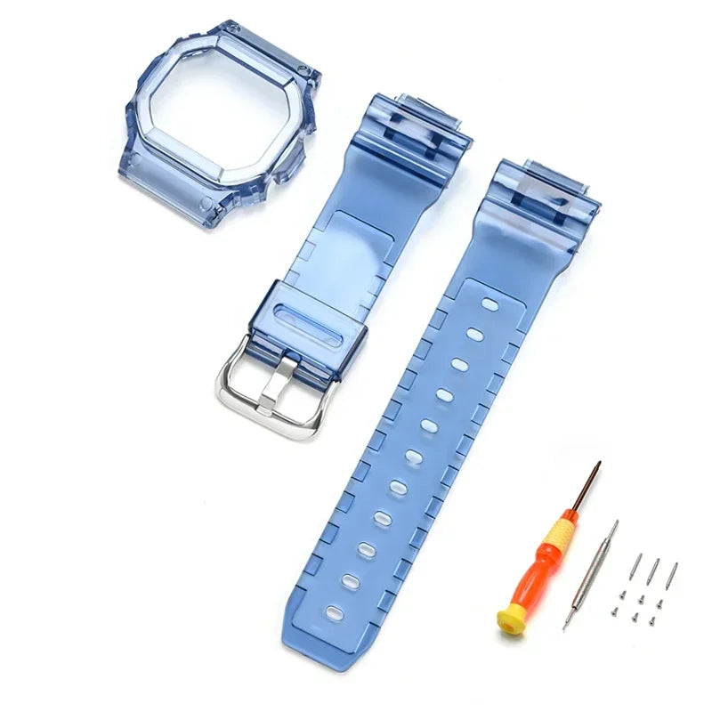 Transparent Rubber Strap Bezel for Casio G-SHOCK G-5600 DW5600 GW-M5610 TPU Sport Waterproof Replace Watch Band Protective Case