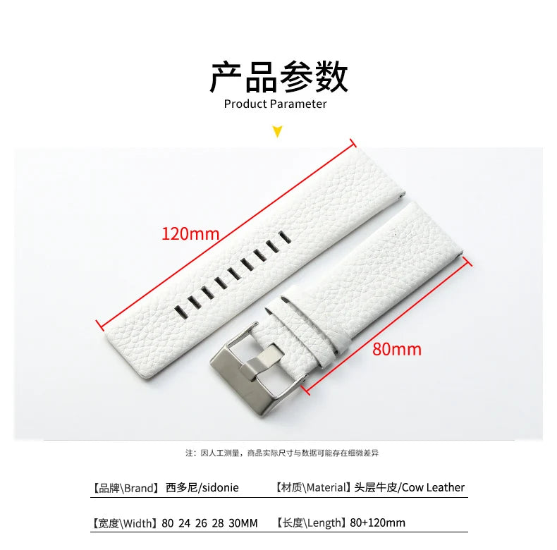 Cow Leather Watch Strap for Diesel Dz4323 1657 4318 DZ7312 DZ7257 Watchband 24 26 28 30mm Watch Bracelet Belt Black Brown White