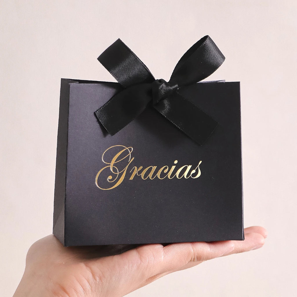 Elegant 5-Piece Gift Box Set With“Gracias” Design and Ribbon - Perfect for Storing Snacks, Candies and Small Gifts - Perfect Fo