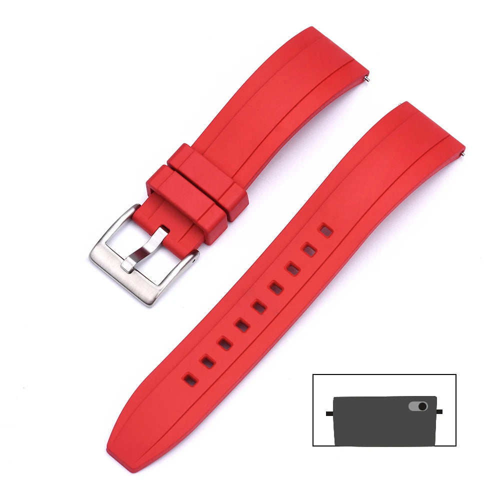 Premium Grade Vulcanized FKM Rubber Watch Strap 18mm 19mm 20mm 21mm 22mm 23mm 24mm Quick Release Watchbands