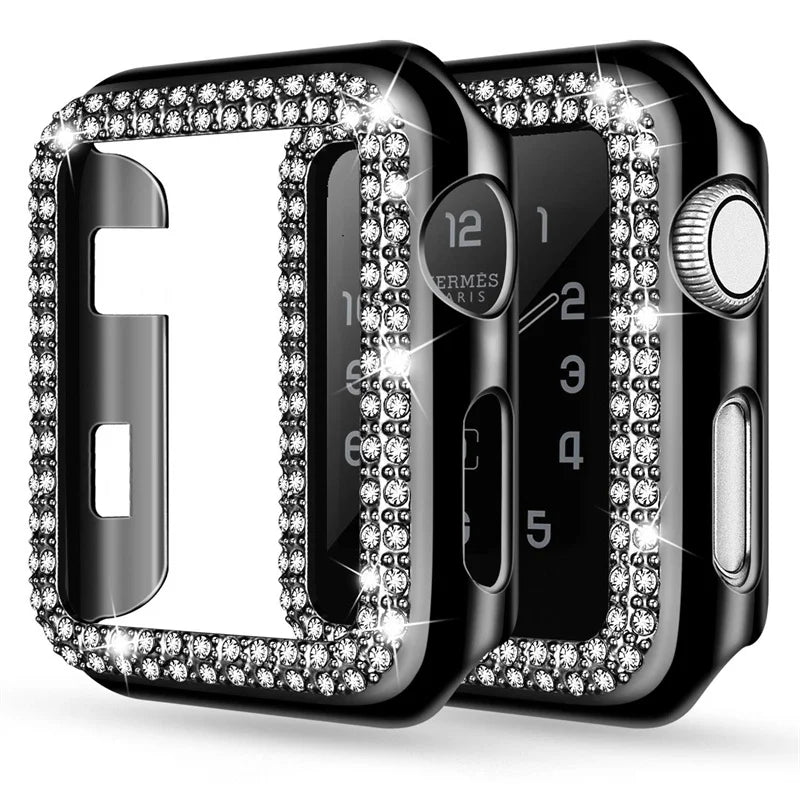 Diamond Case For Apple Watch Cover 9 8 7 41mm 45mm 42mm 44mm 40mm women Bling Bumper Protector Shell iWatch Series 8 3 4 5 6 SE