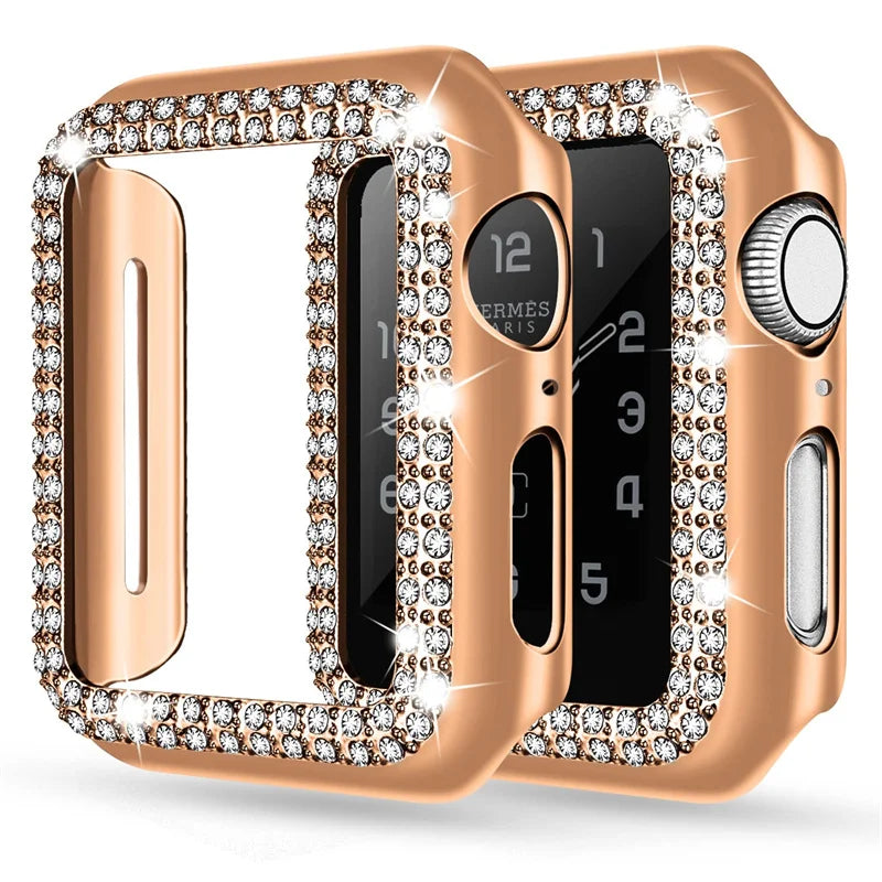 Diamond Case For Apple Watch Cover 9 8 7 41mm 45mm 42mm 44mm 40mm women Bling Bumper Protector Shell iWatch Series 8 3 4 5 6 SE