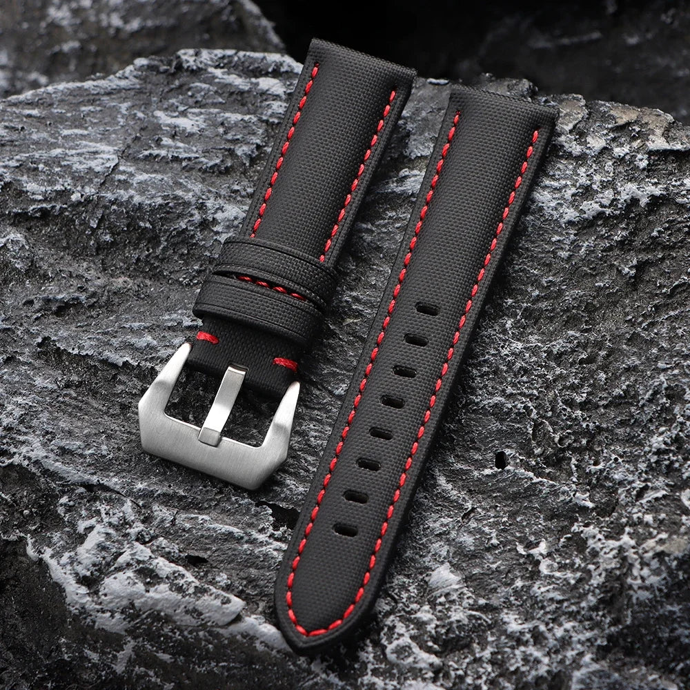 Genuine Sailcloth 20mm 22mm 24mm 26mm Watch Band Premium Sailcloth Strap Waterproof Soft Nylon Quick Release Bracelet Wristbelt