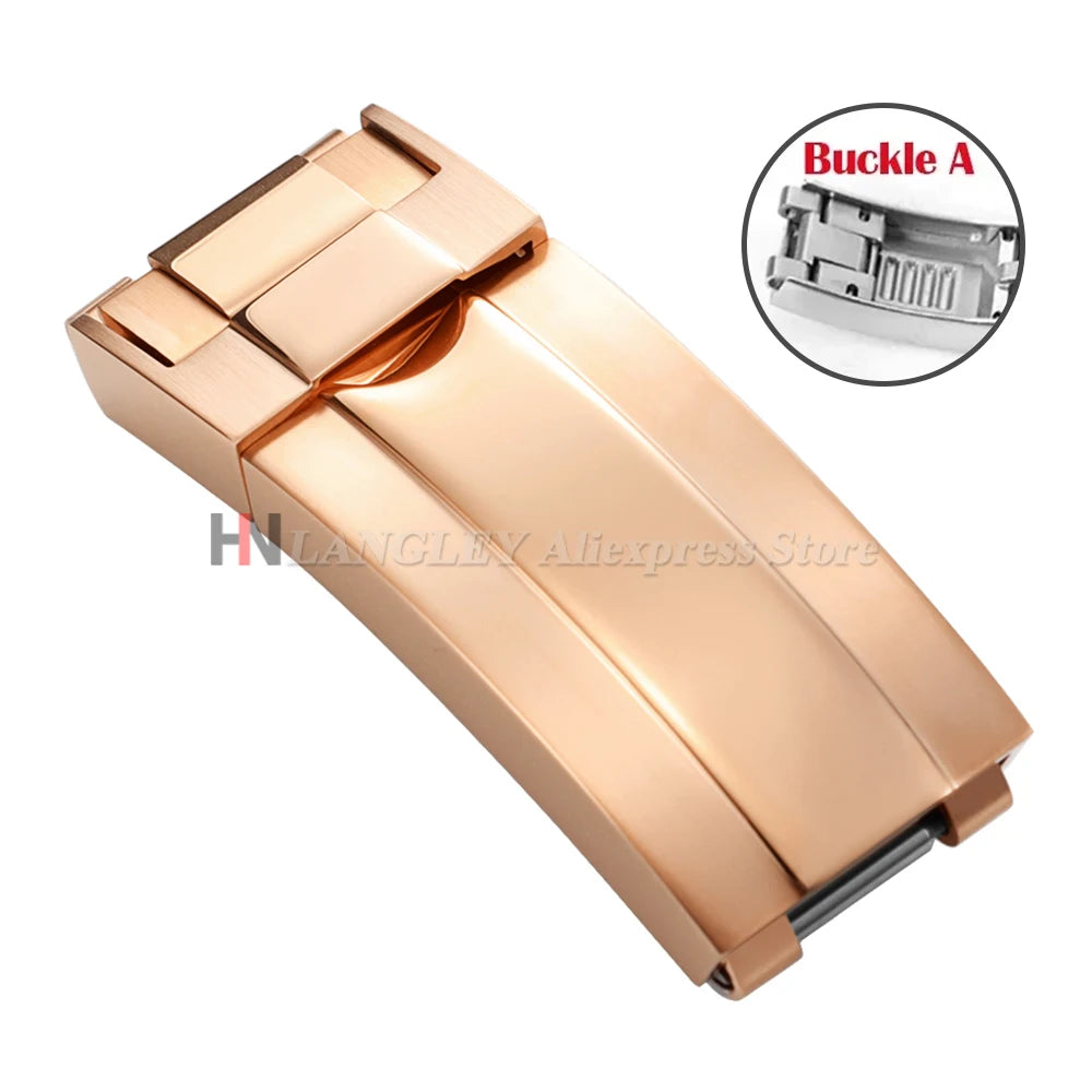 9mmx16mm Stainless Steel Double Safety Fold Watch Buckle for Rolex Submariner Oysterflex Daytona GMT Watch Band Clasps 9mmx9mm