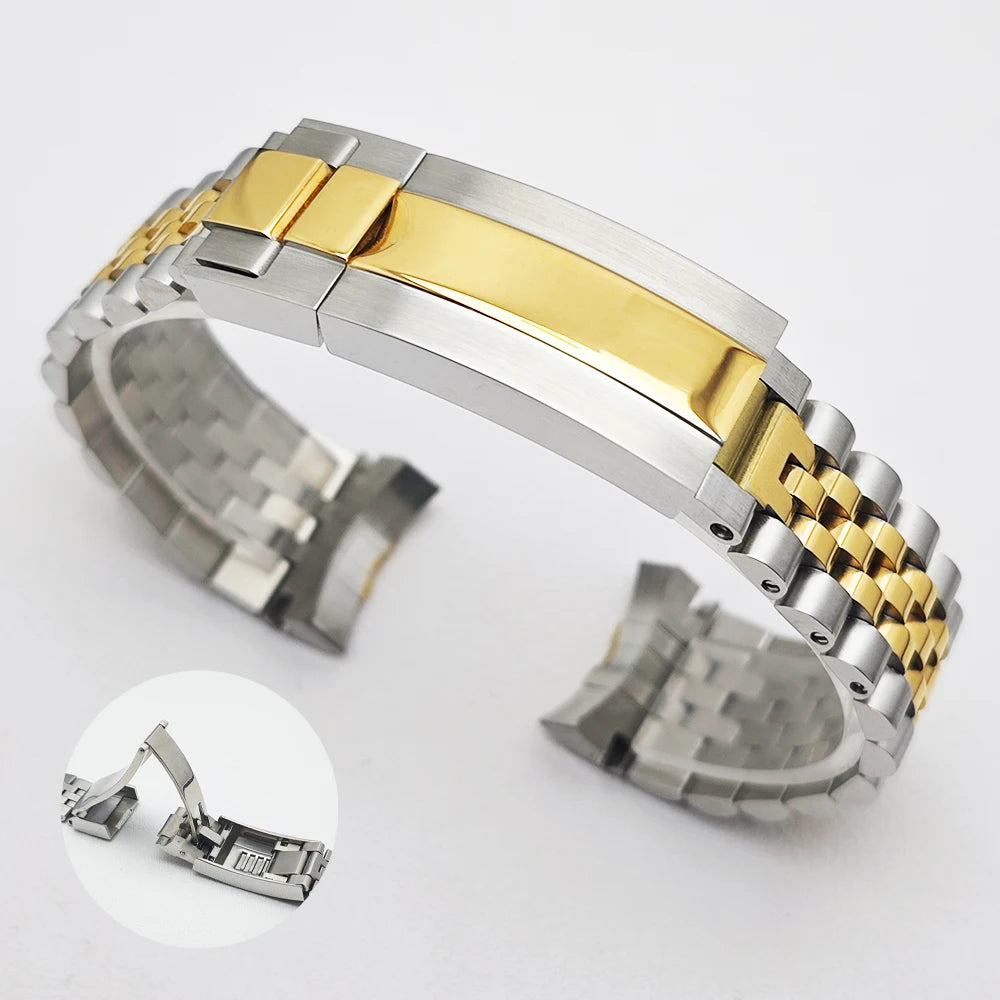 High Quality 316L GMT Watch Strap 20mm Black/Silvery/Gold Matching Watch/Case Replacement Bracelet Watch Accessories