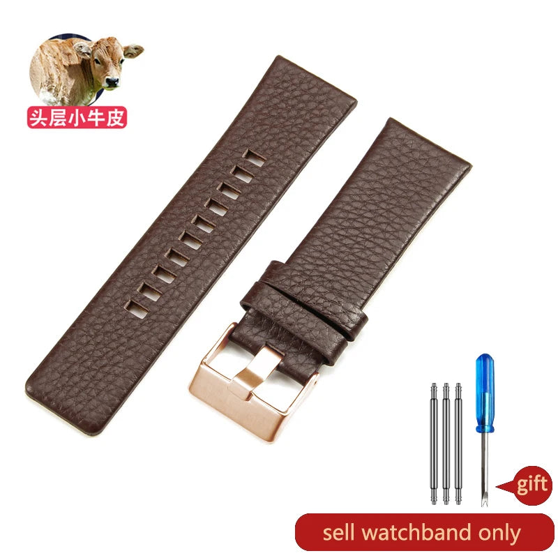 Cow Leather Watch Strap for Diesel Dz4323 1657 4318 DZ7312 DZ7257 Watchband 24 26 28 30mm Watch Bracelet Belt Black Brown White