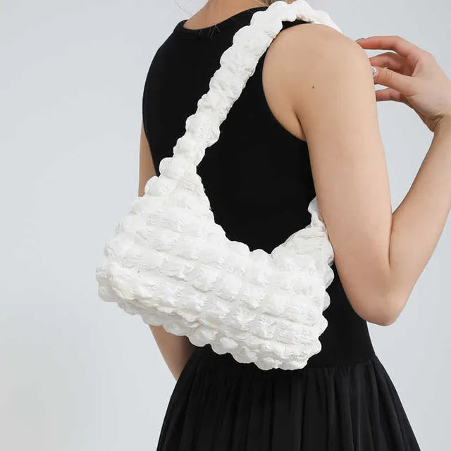 Hoor New York White Plush Hand Bag - Cute Fluffy Hand Bag for Winter Fashion