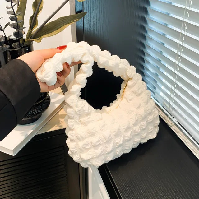 Hoor New York White Plush Hand Bag - Cute Fluffy Hand Bag for Winter Fashion