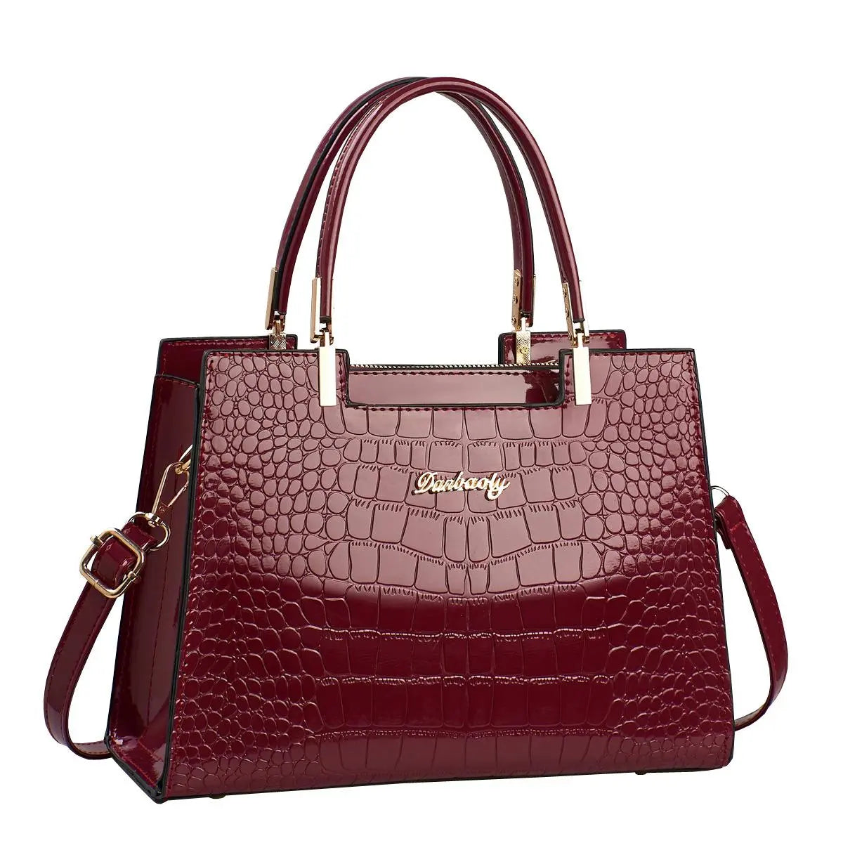 Hoor New York Luxury handbags Shiny Patent Leather Crocodile Pattern Top Handle Handbag Satchel Bags Zipper Medium Tote Bag