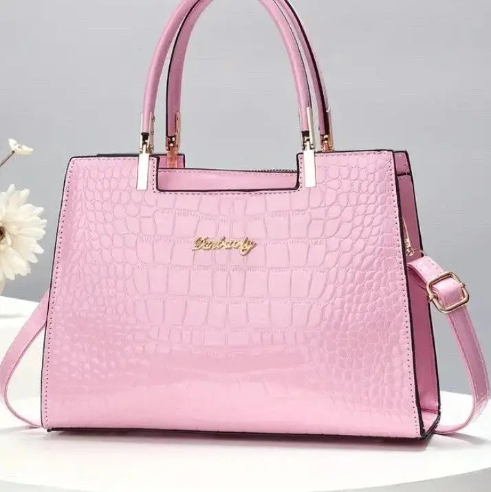 Hoor New York Luxury handbags Shiny Patent Leather Crocodile Pattern Top Handle Handbag Satchel Bags Zipper Medium Tote Bag