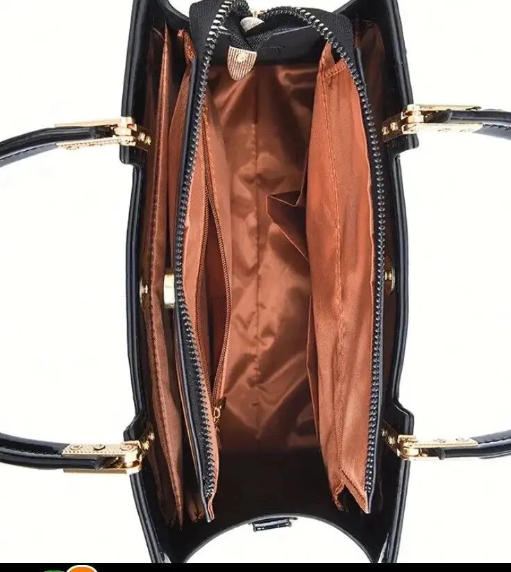 Hoor New York Luxury handbags Shiny Patent Leather Crocodile Pattern Top Handle Handbag Satchel Bags Zipper Medium Tote Bag